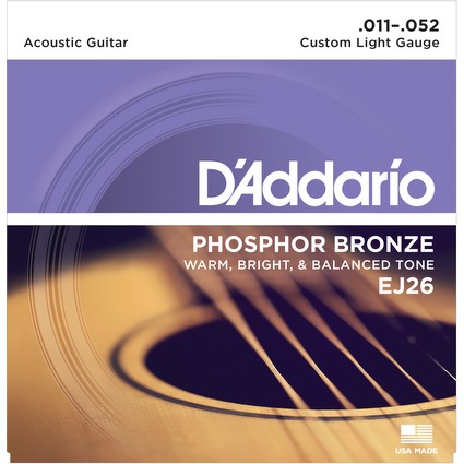 D'Addario EJ26 Acoustic Guitar Strings - Custom Light, 11-52 (23122)