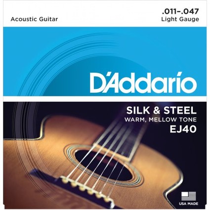 D'addario EJ40 Silk And Steel Acoustic Guitar Strings - Light, 11-47 (246293)