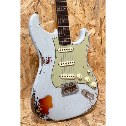 Fender Custom Shop 1960 Stratocaster Heavy Relic - Aged Sonic Blue Over 3-Color Sunburst, Rosewood (346733)