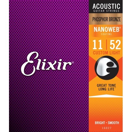Elixir Phosphor Bronze 11-52 Custom Light Acoustic Guitar Strings (81153)