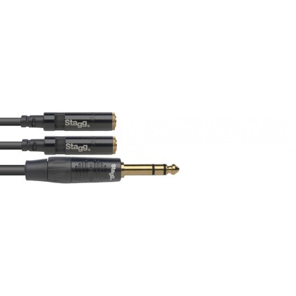 Stagg 2 X 3.5mm Jack Sockets- 1 X 6.3mm Plug Headphone Splitter 10cm Long (271899)