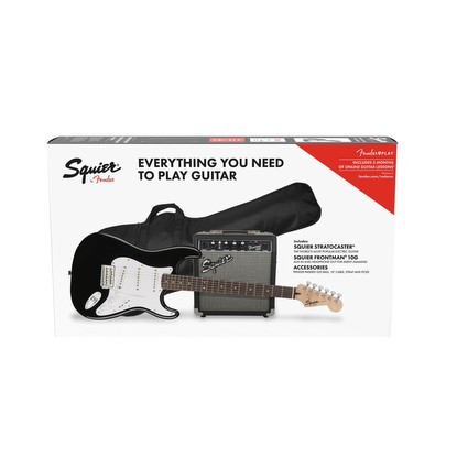 Squier 10g Stratocaster Pack - Black, Laurel Inc Bag (317061)