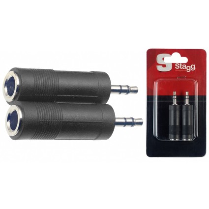 Stagg Female Stereo Jack To 3.5 Stereo Mini Phone Plug Adaptor x 2 (71383)