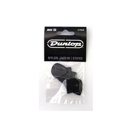 Dunlop Nylon Jazz III 1.38mm Black Stiffo Pack of 6 (92654)